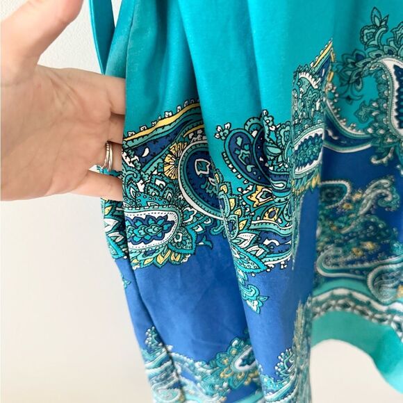 Spense Women Cotton Blend A Line Dress in Turquoise with Paisley Detail - 18W - Picture 3 of 7